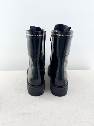 Dior leather D strike boots with chunky sole and pearls, 41