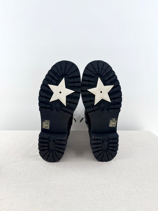 Dior leather D strike boots with chunky sole and pearls, 41