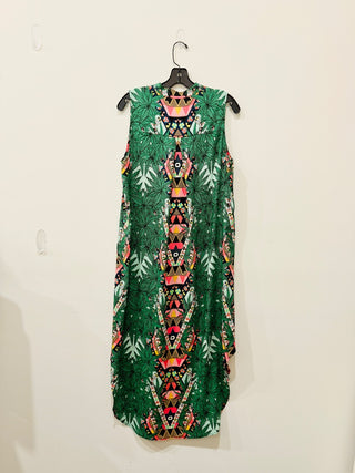 Mara Hoffman Maristar Tropical Print Sleeveess Midi Shirt Dress Green Women's M