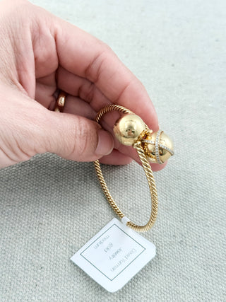 David Yurman 18 k yellow gold solari bypass bracelet with pave diamonds, medium