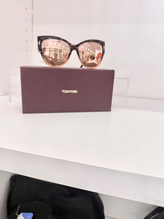 Tom Ford Acetate Anoushka Cat Eye Sunglasses TF371 Melange Grey Peach