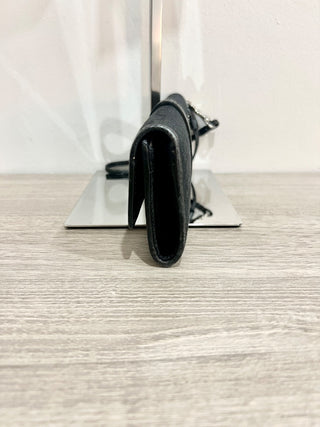 NWT Coach Small Canvas Logo Printed Wristlet Clutch Handbag Black