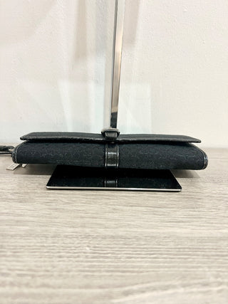 NWT Coach Small Canvas Logo Printed Wristlet Clutch Handbag Black