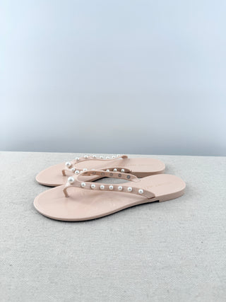 Stuart Weitzman jelly sandals thong with pearls, 9