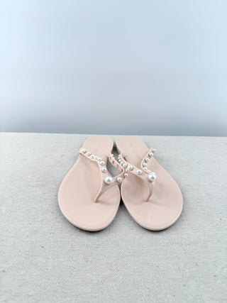 Stuart Weitzman jelly sandals thong with pearls, 9