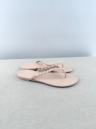 Stuart Weitzman jelly sandals thong with pearls, 9