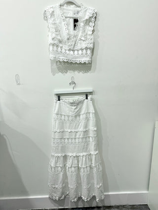 Endless rose eyelet trim 2 piece set top and skirt, M