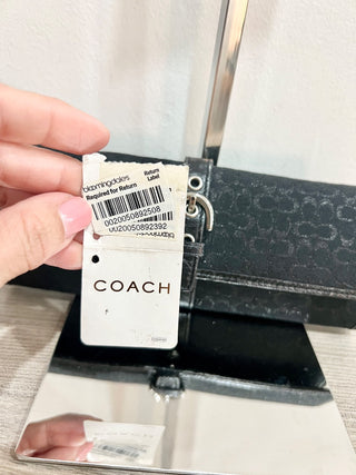 NWT Coach Small Canvas Logo Printed Wristlet Clutch Handbag Black