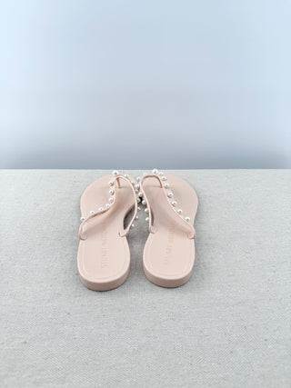 Stuart Weitzman jelly sandals thong with pearls, 9