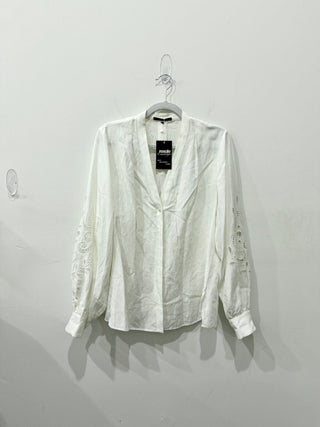 Kobi Halperin linen blend embroidered blouse, L