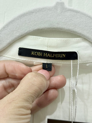 Kobi Halperin linen blend embroidered blouse, L