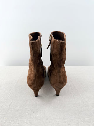 J. Crew Stevie Suede Mid Heel Pointed Toe Ankle Boots Brown Women's Size EU 40