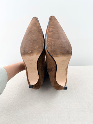 J. Crew Stevie Suede Mid Heel Pointed Toe Ankle Boots Brown Women's Size EU 40