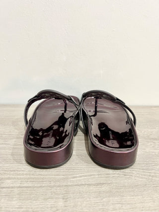 NWT Tory Burch Miller Cloud Metallic Slip On Flat Thong Sandals Merlot Women's 7
