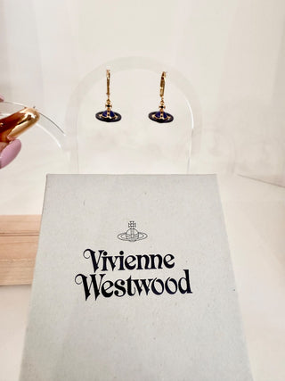 NWB Vivienne Westwood Petite Original Orb Earrings Dark Purple Women's One Size