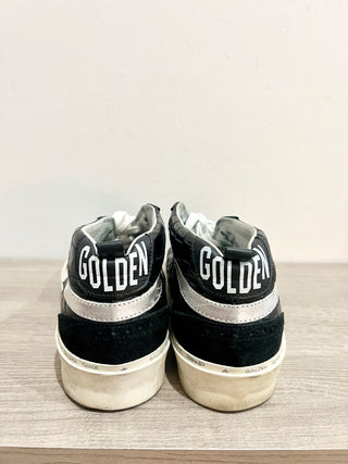 Golden Goose Deluxe Brand w/Alligator Skin Mid Top Sneakers Black & White EU 40
