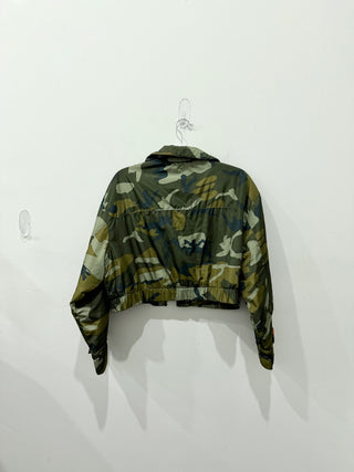 NWT Zara Camouflage Full Zip Cropped Bomber Jacket Military Green Women's Large