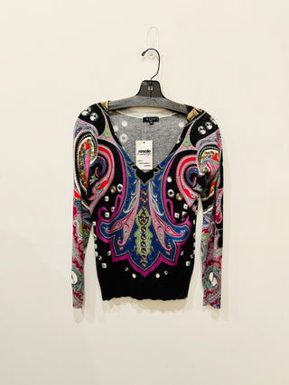 Etro pattern silk cashmere sweater, 40 IT / US 4