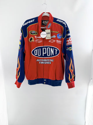 n.a. Authentic chase drivers line NASCAR racing jacket featuring iconic dupoint automotive finishes branding and embroidered sponsor patches throughout, S