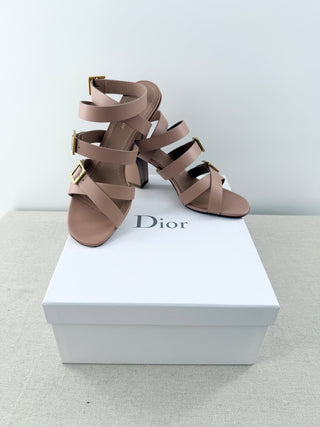Dior leather double D sandals block heel, 40