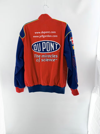 n.a. Authentic chase drivers line NASCAR racing jacket featuring iconic dupoint automotive finishes branding and embroidered sponsor patches throughout, S