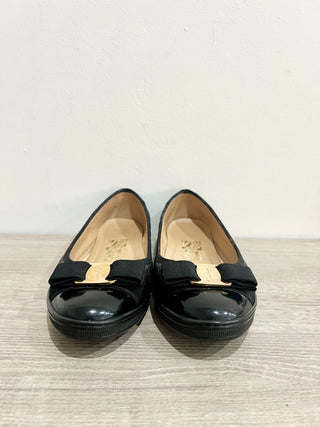 Salvatore Ferragamo Quilted Leather Slip On Vara Bow Ballet Flats Black Womens 7