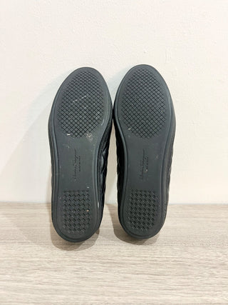 Salvatore Ferragamo Quilted Leather Slip On Vara Bow Ballet Flats Black Womens 7