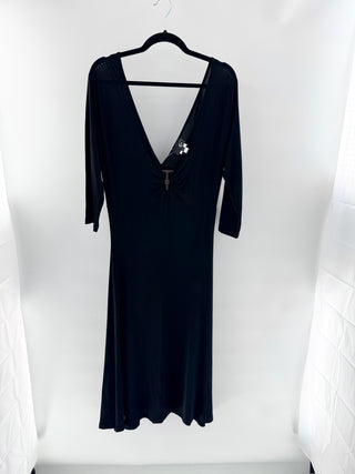 Roberto Cavalli jersey kimono sleeve long dress with metal buckle detail, 48 IT / US 12