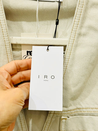 NWT IRO Paris Jasmin Cutout Crop Denim Jacket Dirty White Women's 34 FR / US 2
