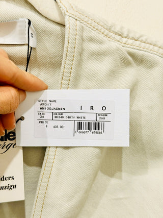 NWT IRO Paris Jasmin Cutout Crop Denim Jacket Dirty White Women's 34 FR / US 2
