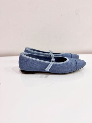 Vivaila Almond-Toe Mary-Jane AdaptAll Ballet Flats Denim Blue Women's Size 40