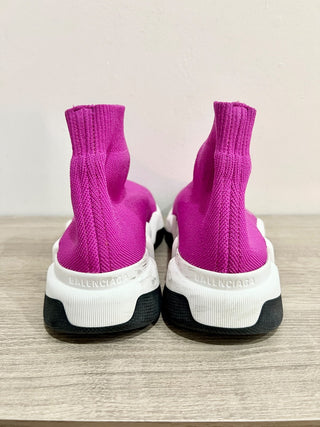 Balenciaga Neoprene Knit Speed Mid Sock Sneakers Purple/White Women's Size US 5