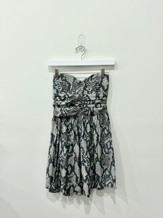 Parker strapless silk mini dress snakeprint, XS