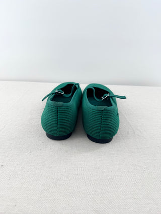 NWOT  Vivaia Margot Knit Square Toe Mary Jane Flats Forest Green Women's EU 41.5