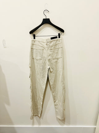 NWT IRO Paris Joce Side Cut Out Straight Jeans Dirty White Women's 36 FR / 4 US