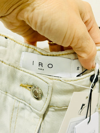 NWT IRO Paris Joce Side Cut Out Straight Jeans Dirty White Women's 36 FR / 4 US