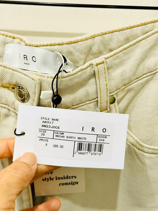 NWT IRO Paris Joce Side Cut Out Straight Jeans Dirty White Women's 36 FR / 4 US