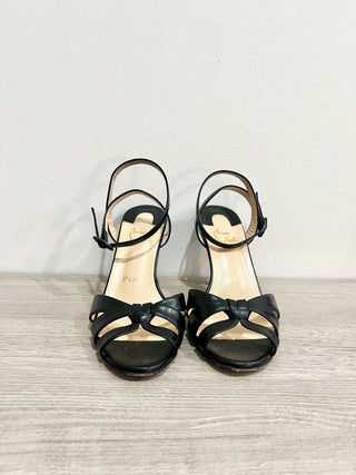 Christian Louboutin Trezuma 85mm Leather Red Sole Strappy Sandals Black EU 37