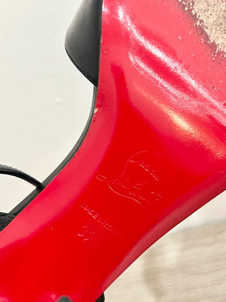 Christian Louboutin Trezuma 85mm Leather Red Sole Strappy Sandals Black EU 37