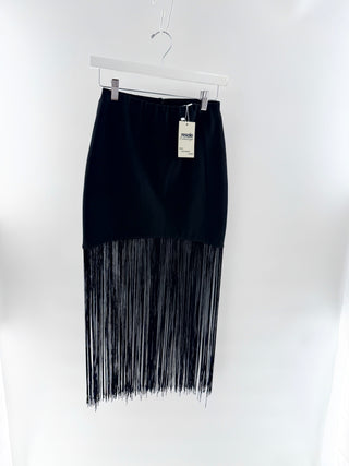 Karina Grimaldi mini skirt with long fringe, S