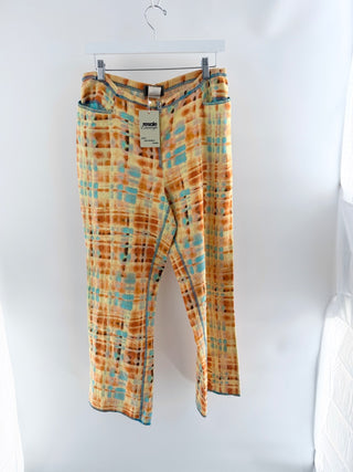 Fendi straight-leg knit pants featuring abstract-plaid inspired print, designed with mid-rise fit, 44