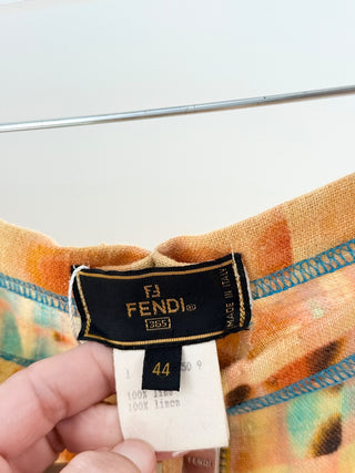 Fendi straight-leg knit pants featuring abstract-plaid inspired print, designed with mid-rise fit, 44