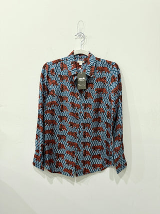 J Crew tiger print silk button down blouse, 0