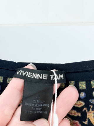 Vivienne Tam mid-length skirt featuring intricate East-meets-west tapestry print, crafted in stretch knit, S