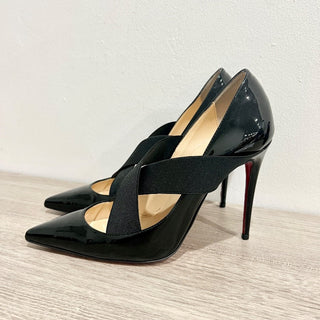 Christian Louboutin Patent Leather & Elastic Sharpstagram Pumps Black Women's 6