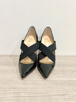 Christian Louboutin Patent Leather & Elastic Sharpstagram Pumps Black Women's 6