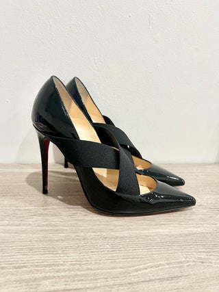 Christian Louboutin Patent Leather & Elastic Sharpstagram Pumps Black Women's 6