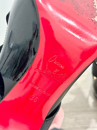 Christian Louboutin Patent Leather & Elastic Sharpstagram Pumps Black Women's 6