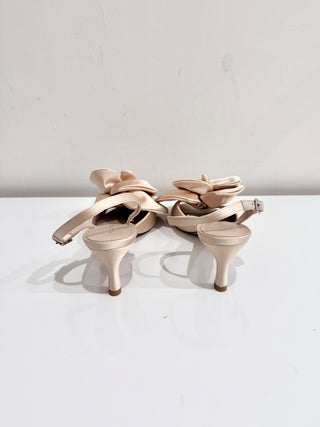 Pelle Moda Uzma Satin Floral Slingback Pump Heels Champagne Pink Women's Size 10