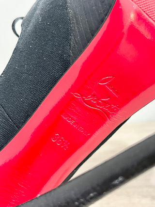 Christian Louboutin Crelino Calfskin Maleva Peep Toe Platform Pump Black EU 36.5